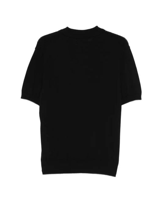 Baracuta Black Pattern Stitch Ss Polo for men