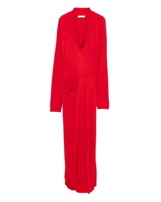 Lemaire Red Cowl-Neck Pocket Dress