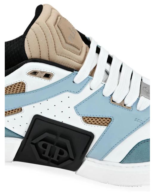 Philipp Plein White Hexagon Logo-Detail Panelled Sneakers for men