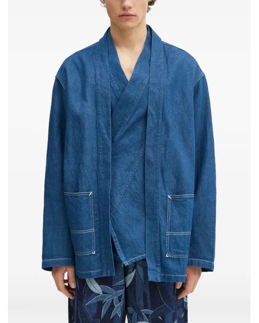 KENZO Blue Denim Wrap Jacket for men