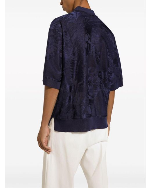 Dolce & Gabbana Seidengemisch-Poloshirt aus Blumenjacquard in Blue für Herren
