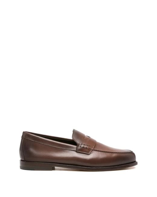 Doucal's Brown Leather Loafers for men
