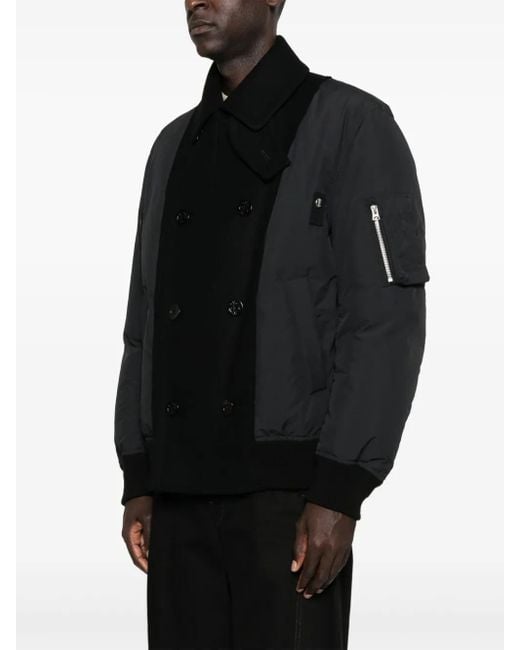 Sacai Black Double-Breasted Wool Jacket for men