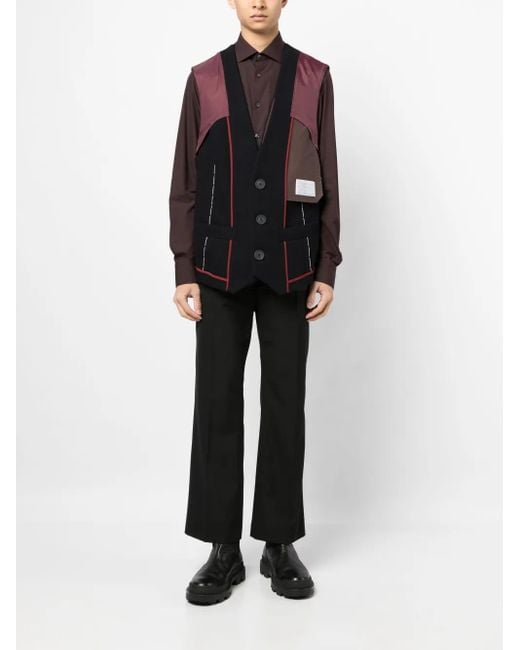 Kolor Black Patchwork-Design Wool Vest for men