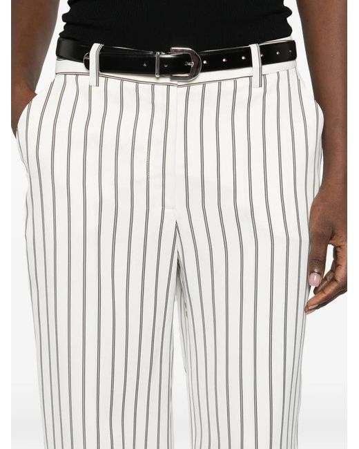 P.A.R.O.S.H. White Striped-Pattern Trousers