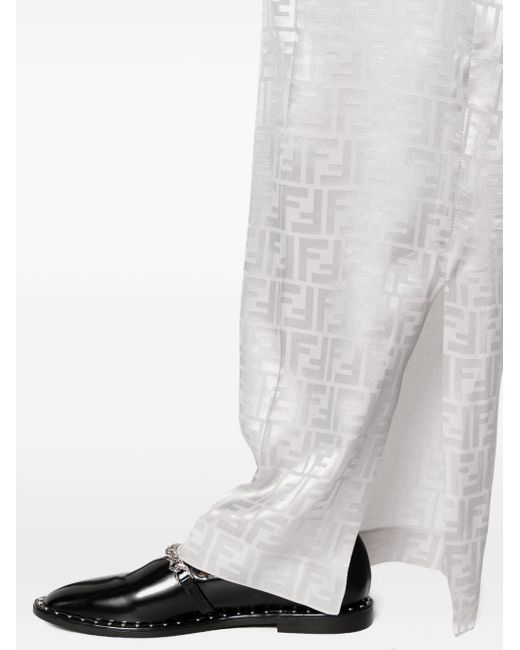 Pantalones palazzo con logo Fendi de color White