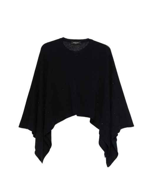 Fabiana Filippi Black Châle En Maille À Ornements