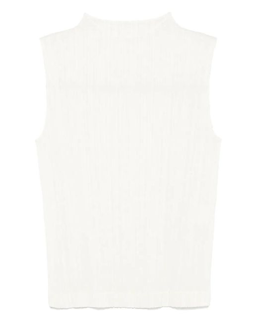 Pleats Please Issey Miyake Ramie プリーツ トップ White