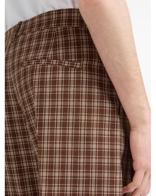 Marni Brown Checked Wide-Leg Trousers for men