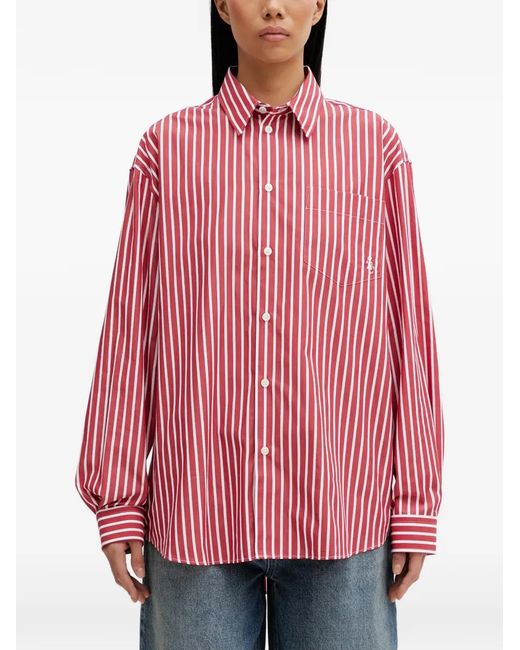Sporty & Rich Red Striped Pocket Shirt