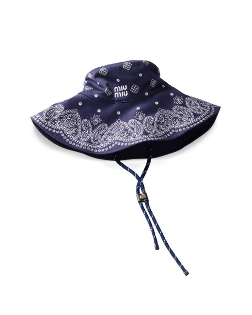 Miu Miu Blue Cappelli Drill St.Bandana