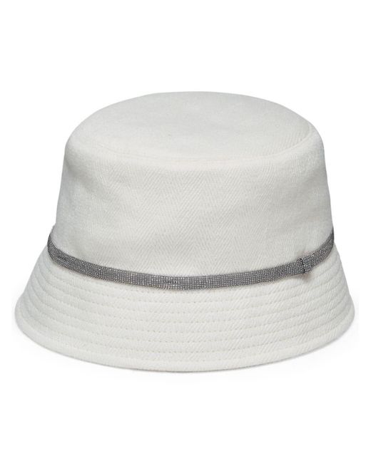 Sombrero de pescador con cuentas Brunello Cucinelli de color White