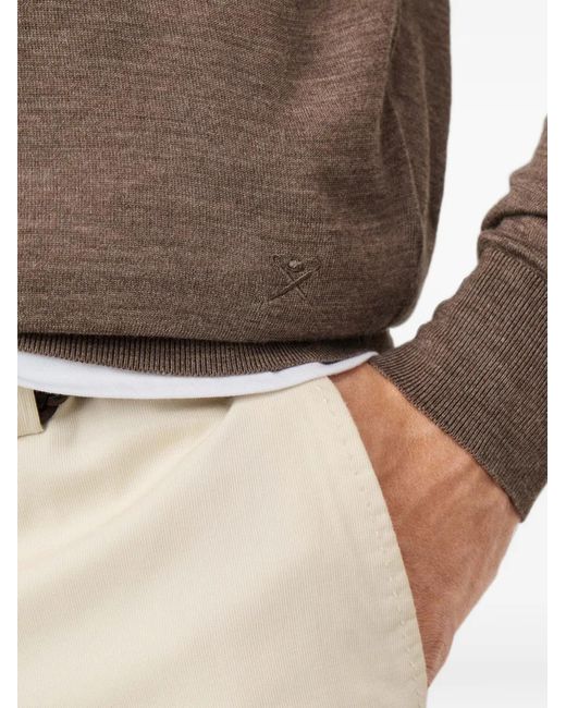 Hackett Brown Quarter-Zip Wool Sweater for men