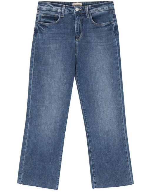 L'Agence Blue Wanda Cropped Wide-leg Jeans