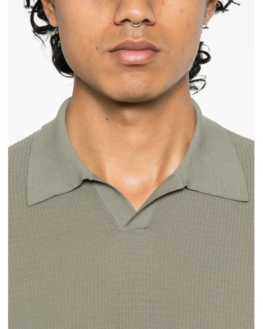 メンズ Roberto Collina ワッフルニット ポロシャツ Green