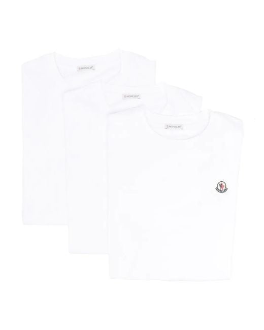 メンズ Moncler ロゴアップリケ Tシャツ 3枚セット Black