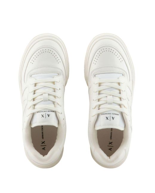 Armani Exchange White Logo-embossed Low-top Sneakers