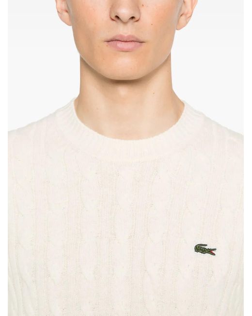 Lacoste Pullover Mit Zopfmuster in Natural für Herren