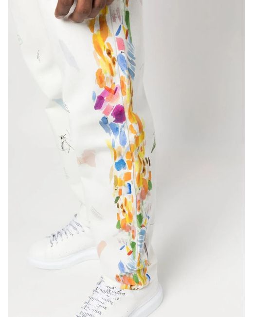 Casablanca White Graphic-Print Straight-Leg Jeans for men