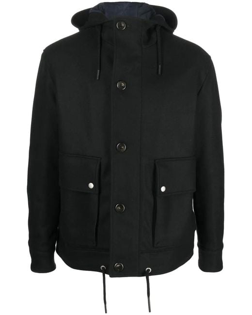 PT Torino Black Buttoned Hooded Jacket for men