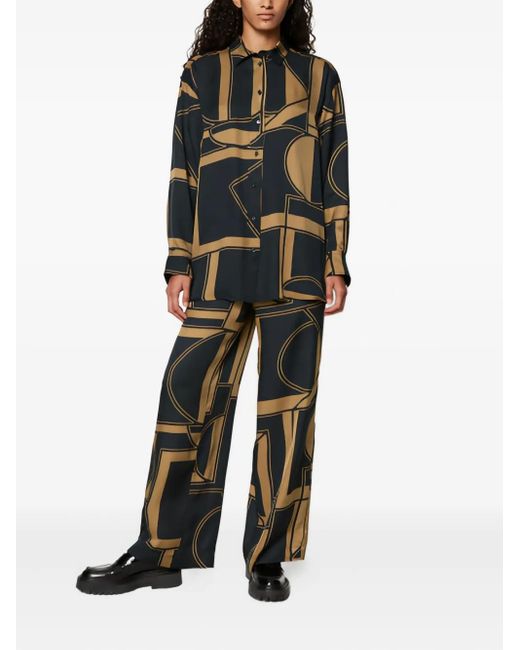 Marc O' Polo Black Geometric-Print Button-Up Shirt