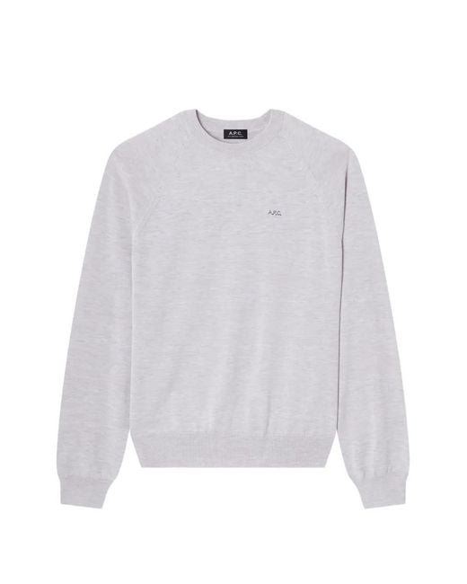 A.P.C. White Raglan-Sleeve Logo-Embroidered Sweater for men