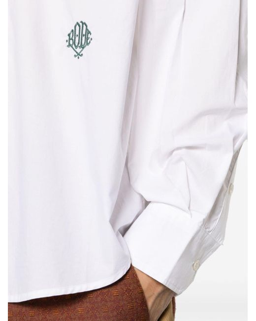 Camicia con ricamo di Bode in White da Uomo