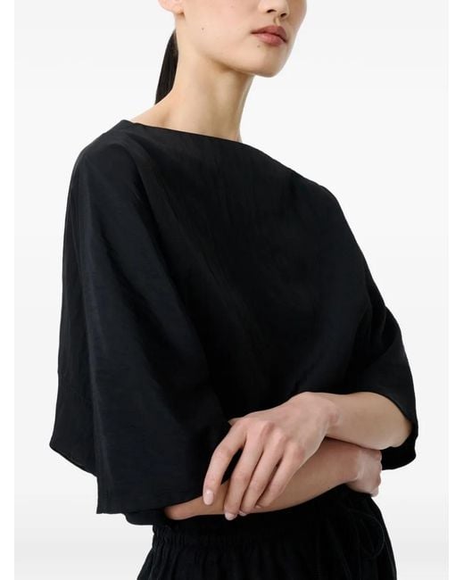Studio Nicholson Black Bascom Short-Sleeve Back-Button Top