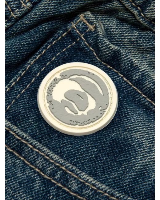 Aape By A Bathing Ape Blue Elasticated Logo-Patch Jeans for men