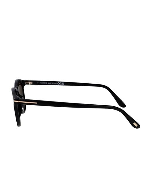 Tom Ford Black Holt Round-Frame Sunglasses for men