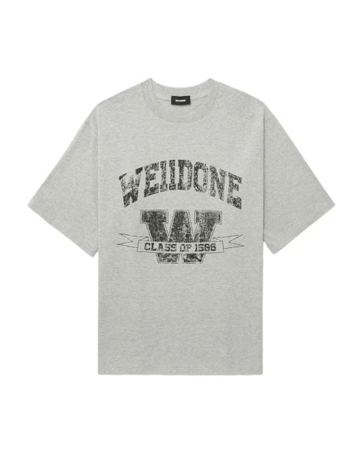 we11done Gray T-Shirt mit grafischem Print