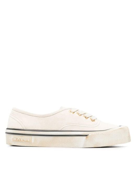 Bally White Faded Suede Low-Top Sneakers