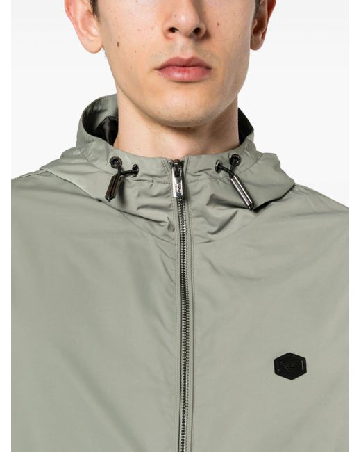 Emporio Armani Gray Logo-patch Hooded Jacket for men