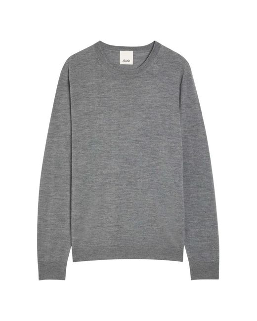 Allude Gray Crew-Neck Long-Sleeve Sweater for men