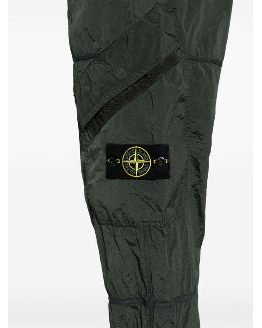 Stone Island Green Compass-badge Crinkled Track Pants for men