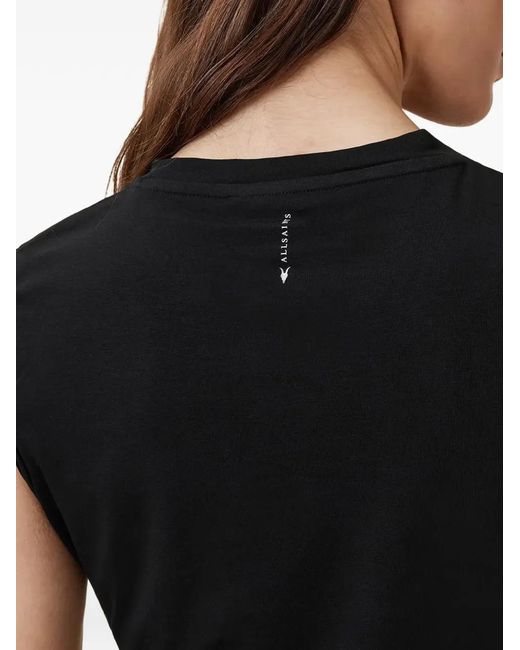 AllSaints Black West Ruched Sleeveless Top