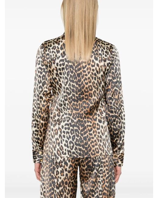 Ganni Multicolor Shirt With Animalier Print
