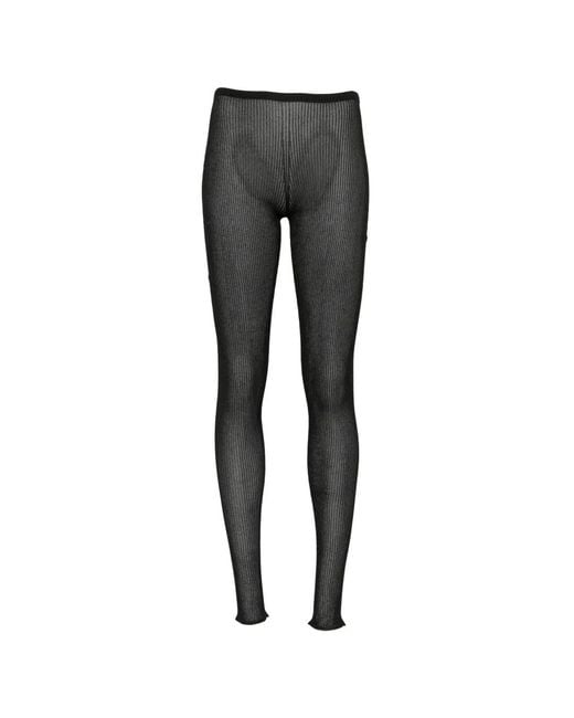 Dondup Gray Glitter-Effect Ribbed Leggings