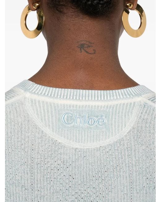 Chloé Blue Fine-Knit T-Shirt