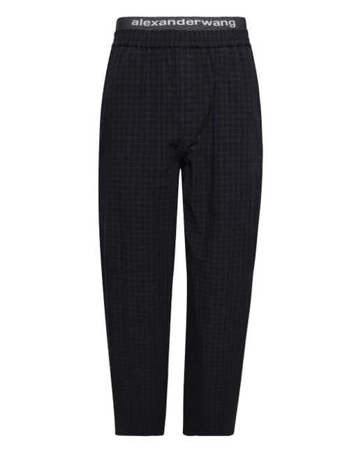 Alexander Wang Blue Checked Elastic-Waist Trousers for men