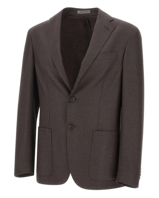 Corneliani Black Textured Narrow-Lapels Blazer for men