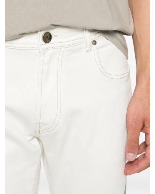Corneliani White Logo-Patch Jeans for men