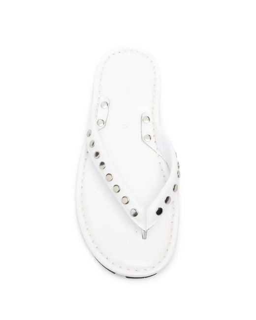 Ria Menorca White Dali Studded Thong-Strap Sandals