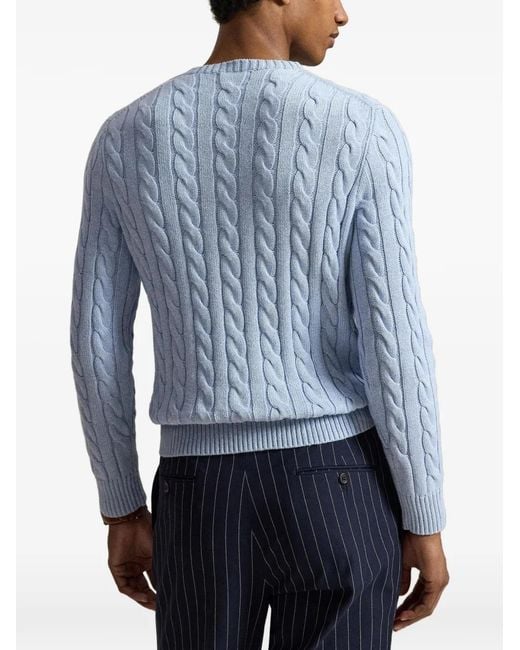 Polo Ralph Lauren Blue Cable-Knit Cotton Sweater for men