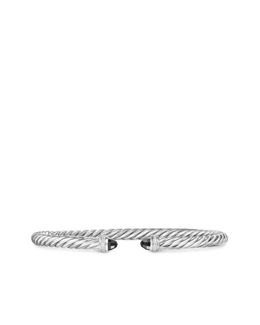 David Yurman White Sterling Cablespira Flex Diamond Bracelet (4Mm)