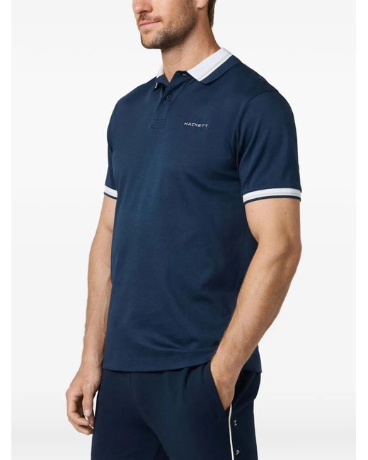 Hackett Blue Sleeve Club Tipping-Detail Polo Shirt for men