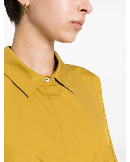 Max Mara Yellow Cotton Midi Shirtdress
