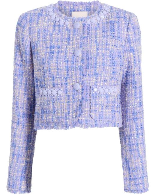 Veste En Tweed À Coupe Crop Cinq À Sept en coloris Blue