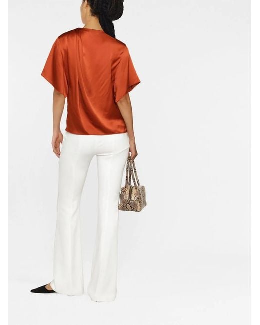 Vince Orange Draped Silk Top