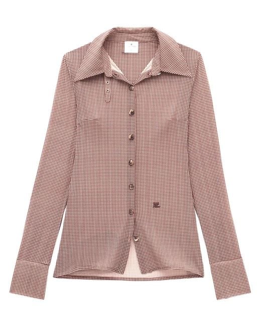 Courreges Pink Logo-Appliqué Checked Shirt